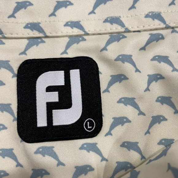 FootJoy Mens Leaping Dolphins Print Lisle Polo Shirt Size LG - Picture 5 of 5